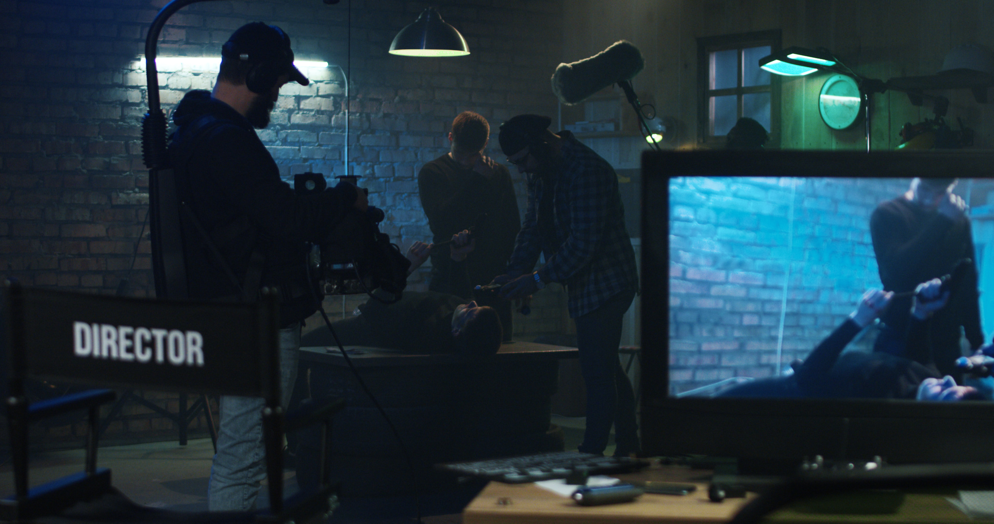 Director using his light meter on a film set
